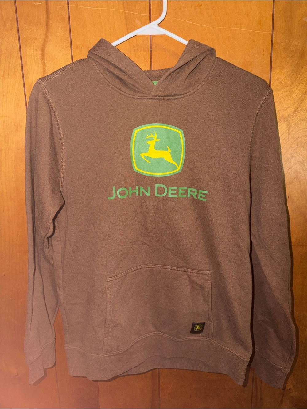 John Deere Brown Hoodie with Green & Yellow Logo